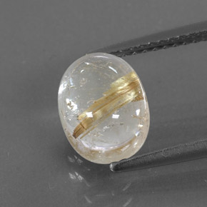 2.72カラットの天然無色＆ゴールドルチルクォーツ（9.2×7.2 mm・透明）