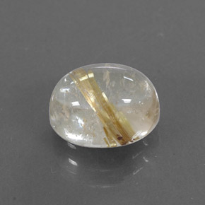 2.72カラットの天然無色＆ゴールドルチルクォーツ（9.2×7.2 mm・透明）