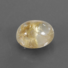 2.29カラットの天然無色＆ゴールドルチルクォーツ（8.8×7 mm・透明）