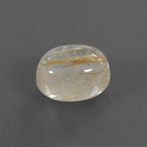 2.09カラットの天然無色＆ゴールドルチルクォーツ（8.2×6.1 mm・透明）