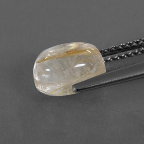 2.09カラットの天然無色＆ゴールドルチルクォーツ（8.2×6.1 mm・透明）