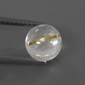 1.75カラットの天然無色＆ゴールドルチルクォーツ（7.04 mm・ラウンドカット）