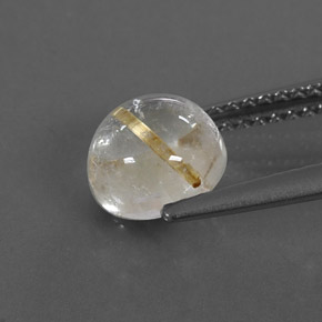 1.75カラットの天然無色＆ゴールドルチルクォーツ（7.04 mm・ラウンドカット）