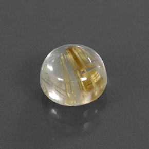 1.82カラットの天然無色＆ゴールドルチルクォーツ（7.27 mm・ラウンドカット）
