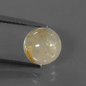 2.21カラットの天然無色＆ゴールドルチルクォーツ（7.99 mm・透明）