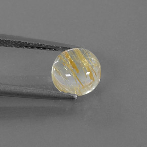 1.61カラットの天然無色＆ゴールドルチルクォーツ（7.21 mm・ラウンドカット）