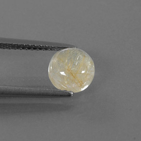 1.32カラットの天然無色＆ゴールドルチルクォーツ（6.96 mm・ラウンドカット）