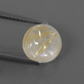 2.59カラットの天然無色＆ゴールドルチルクォーツ（8.18 mm・透明）