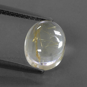 2.04カラットの天然無色＆ゴールドルチルクォーツ（9.1×7.1 mm・オーバルカット）