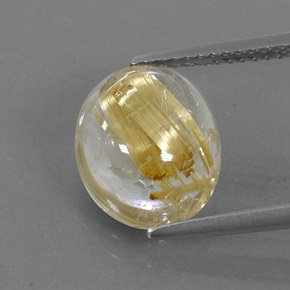 4.46カラットの天然無色＆ゴールドルチルクォーツ（11.9×9.7 mm・オーバルカット）