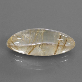 10.87カラットの天然無色＆ゴールドルチルクォーツ（23.3×8.8 mm・マーキス）