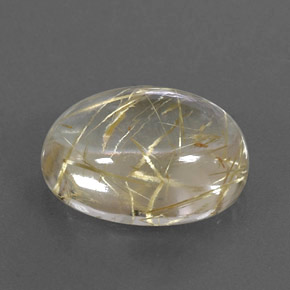 7.87カラットの天然無色＆ゴールドルチルクォーツ（14.8×11.3 mm・オーバルカット）