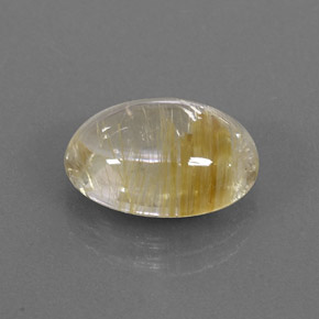 5.68カラットの天然無色＆ゴールドルチルクォーツ（13.8×10 mm・オーバルカット）