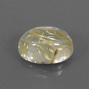 7.25カラットの天然無色＆ゴールドルチルクォーツ（13.8×10.1 mm・オーバルカット）