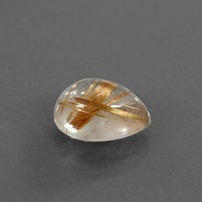 2.11カラットの天然無色＆ゴールドルチルクォーツ（9.7×7 mm・透明）