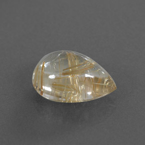 4.02カラットの天然無色＆ゴールドルチルクォーツ（12.8×9.1 mm・透明）