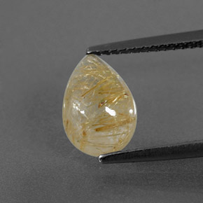 2.35カラットの天然無色＆ゴールドルチルクォーツ（10×7.1 mm・透明）