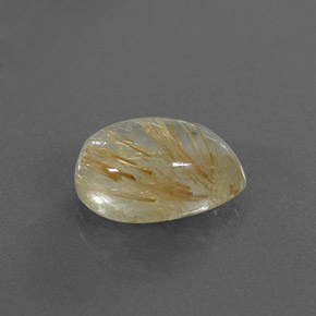3.53カラットの天然無色＆ゴールドルチルクォーツ（11.7×8 mm・透明）