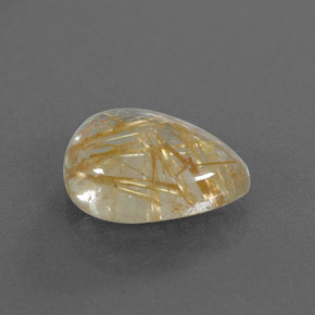 4.25カラットの天然無色＆ゴールドルチルクォーツ（12.8×9.1 mm・透明）