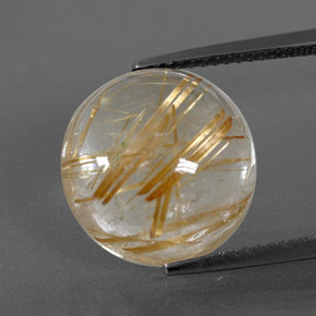 9.16カラットの天然無色＆ゴールドルチルクォーツ（13.87 mm・透明）
