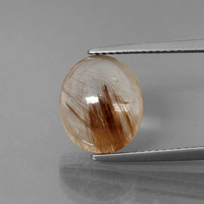 5.22カラットの天然無色＆ゴールドルチルクォーツ（11.9×10.1 mm・透明）
