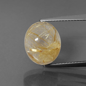6.00カラットの天然無色＆ゴールドルチルクォーツ（12.1×10.1 mm・透明）