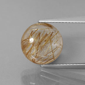 5.35カラットの天然無色＆ゴールドルチルクォーツ（10.82 mm・透明）