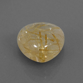 5.25カラットの天然無色＆ゴールドルチルクォーツ（11.1×11 mm・透明）