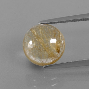 3.81カラットの天然無色＆ゴールドルチルクォーツ（9.78 mm・透明）