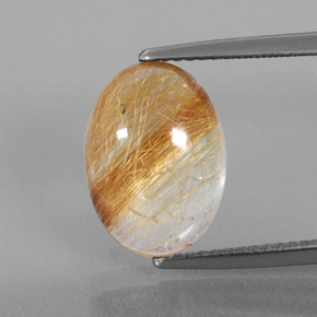 6.11カラットの天然無色＆ゴールドルチルクォーツ（13.8×10 mm・透明）