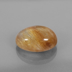 6.11カラットの天然無色＆ゴールドルチルクォーツ（13.8×10 mm・透明）