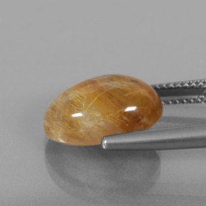 6.11カラットの天然無色＆ゴールドルチルクォーツ（13.8×10 mm・透明）