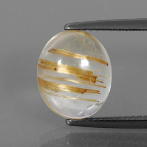 5.05カラットの天然無色＆ゴールドルチルクォーツ（12.1×10 mm・透明）