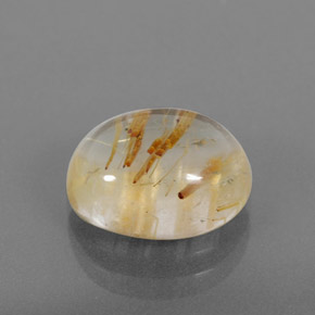 5.05カラットの天然無色＆ゴールドルチルクォーツ（12.1×10 mm・透明）