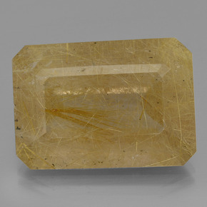 34.58カラットの天然ディジョンイエロールチルクォーツ（25.4×18.1 mm・エメラルドカット）