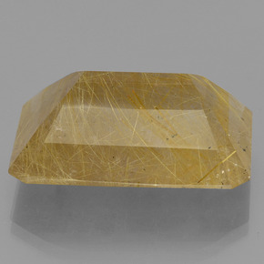 34.58カラットの天然ディジョンイエロールチルクォーツ（25.4×18.1 mm・エメラルドカット）