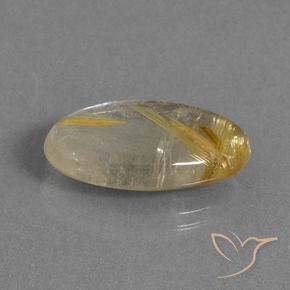11.13カラットの天然非常に薄いゴールデンブラウンルチルクォーツ、楕円形、透明