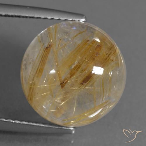 10.19ct 天然 非常に薄いゴールデンブラウン ルチルクォーツ, ラウンド, 透明