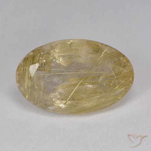 9.05ct 天然 非常に薄いゴールデンブラウン ルチルクォーツ, 楕円形, 透明