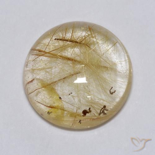 7.49ct 天然 非常に薄いゴールデンブラウン ルチルクォーツ, ラウンド, 透明