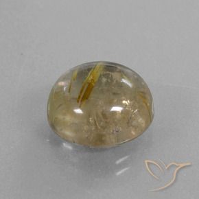 8.48カラットの天然非常に薄いゴールデンブラウンルチルクォーツ、ラウンド、透明