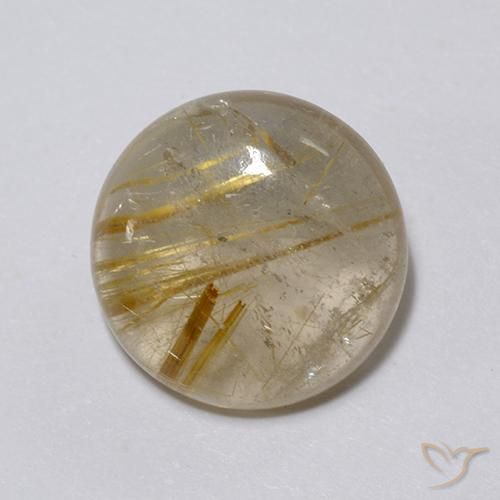 6.24ct 天然 非常に薄いゴールデンブラウン ルチルクォーツ, ラウンド, 透明