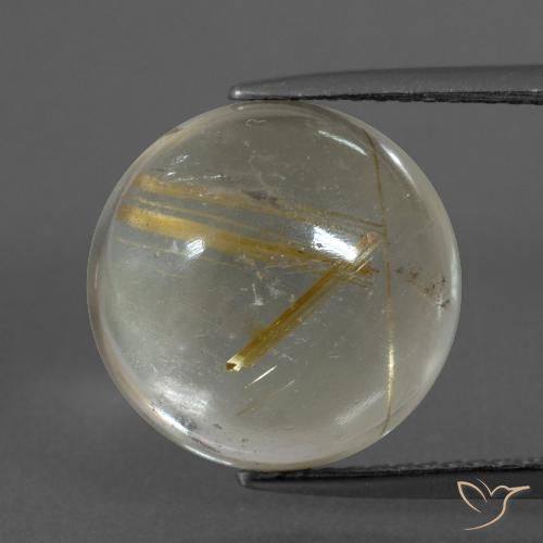 8.60ct 天然 非常に薄いゴールデンブラウン ルチルクォーツ, ラウンド, 透明