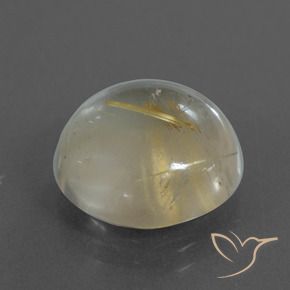 8.60カラットの天然非常に薄いゴールデンブラウンルチルクォーツ、ラウンド、透明