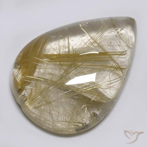 17.23ct 天然 非常に薄いゴールデンブラウン ルチルクォーツ, 洋梨の形, 透明
