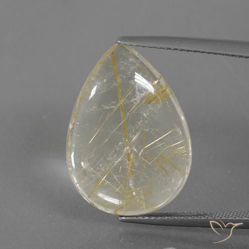 12.47ct 天然 トスカーナイエロー ルチルクォーツ, 洋梨の形, 透明