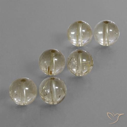 35.88カラットの天然ウォームホワイトルチルクォーツ（9.45 mm・球体 / ボール）