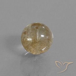 10.50カラットの天然非常に薄いゴールデンブラウンルチルクォーツ、スフェア / ボール、透明