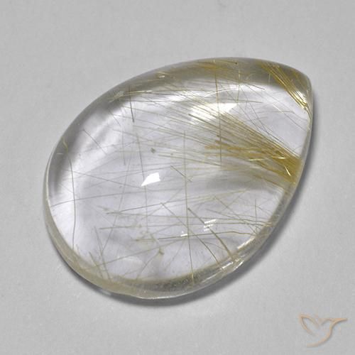 6.04ct 天然 ライトイエロー ルチルクォーツ, 洋梨の形, 透明