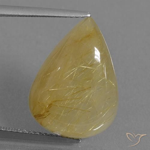 10.55ct 天然 黄金色の黄色 ルチルクォーツ, 洋梨の形, 半透明